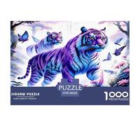 White Tiger 1000 Piece Jigsaws for Adults Wildlife Fun, Challenging & Brainteasing Beautiful Home Decoration Art Colorful DIY Craft 38x26cm/1000pcs