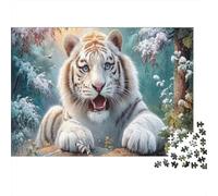 White Tiger 1000 Piece Puzzle for Relaxation Snow-covered Forest for First-Time Jigsaw Users Memory Improvement Housewarming Gift 70x50cm/1000pcs