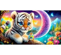 white-tiger 1000 Piece Recycled Paper Jigsaw Puzzle Fun Present & Activity for Home Challenging Puzzles Great Gift Idea for Adults 38x52cm/1000pcs