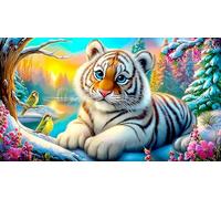 white-tiger 1000 Pieces Jigsaw Puzzle for Adults Classic Educational Games for Family 75x50cm/1000pcs
