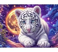 White Tiger 1000 Pieces Jigsaw Puzzles Animal Pet For Men Educational Decompression Adults Anxiety Memory Care Mothers Valentines Gift Eco Friendly Material 1000 PCS/75x50cm