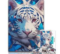 White Tiger 1000 Pieces Jigsaw Puzzles For Teens And Adults,Challenging Game Gifts for Is Ideal As A Gift for The Whole Family 50x75cm