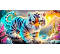 white-tiger 1000 Pieces Jigsaw Puzzles Recycled Paper Fun and Challenging Family Game Puzzle Game Great Gift Idea 70x50cm/1000pcs