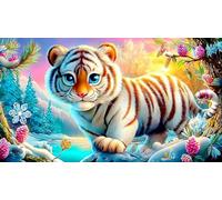 white-tiger 1000Pc Recycled Paper Jigsaw Puzzle Puzzle Game Fun and Challenging Family Game for Adults Wall Decoration and Gifts 38x52cm/1000pcs
