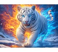 White Tiger 300 PCS/40x28cm Jigsaw Puzzle Bundle Colorful Fantasy Wildlife Family Puzzle Lovers Fun Family Game Mindful Activity Spring Gift Precision Cut Cardboard 300 PCS/40x28cm
