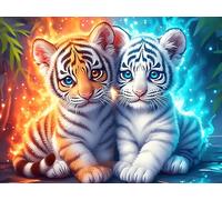 White Tiger 300 PCS/40x28cm Jigsaw Puzzle Bundle Colorful Fantasy Wildlife Family Puzzle Lovers Fun Family Game Mindful Activity Spring Durable Cardboard 300 PCS/40x28cm