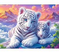 White Tiger 300 Piece Premium Jigsaw Puzzle Colorful Fantasy Wildlife For Men Educational Decompression Adults Anxiety Memory Care Mothers Valentines Creativity Gift Giving 300 PCS/40x28cm