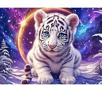 White Tiger 300 Pieces Jigsaw Puzzles Colorful Fantasy Wildlife For Men Educational Decompression Adults Anxiety Memory Care Mothers Valentines Cardboard 300 PCS/40x28cm