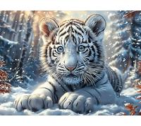 White Tiger 300 Pieces Jigsaw Puzzles Luminous Enchanted Beasts For Men Educational Decompression Adults Anxiety Memory Care Mothers Valentines Gift Eco Friendly Material 300 PCS/40x28cm