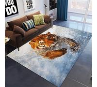 White Tiger 3D Animal Art Carpet Cartoon Tiger Rug Living Room Home Decor Sofa Table Blanket Non-slip Chair Mat Corridor Carpet Entrance Door Mat Kids Room Crawl Rug (50x80cm, Pattern 3)