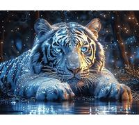White Tiger 500 Pc DIY Jigsaw Puzzle Magical Cosmic Creatures Puzzles for Adults Teens Hard Challenging Team Building Stress Reducing Autumn Sturdy Wooden Cardboard 500 PCS/52×38cm