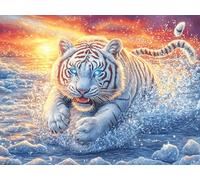 White Tiger 500 Piece Complete DIY Jigsaw Puzzle Dreamy Scenic Fauna Collectors Mind Relaxation Educational Decorative Puzzle Gifts for Adults Wooden Cardboard 500 PCS