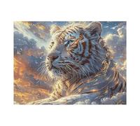 White Tiger 500 Piece Jigsaw Puzzle Radiant Whimsical Menagerie For Men Educational Decompression Adults Anxiety Memory Care Mothers Valentines Gift Sturdy Paperboard 500 PCS