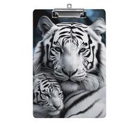 White Tiger Acrylic Clipboard with Low Profile Clip Clipboards with Hanging Hook A4 Letter Size Clip Board Holds 100 Sheets for Workshops and Office Use
