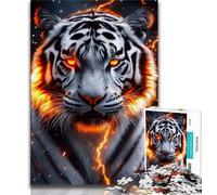 White Tiger Adult Jigsaw Puzzles 1000 Pieces,Staycation Kill Time Every Piece Is Unique - Challenging Family Fun Game 50x75cm