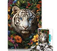 White Tiger Adult Jigsaws 1000 Piece,Educational Game Challenge Toy Wall Decoration Unique Birthday And Xmas Gifts 50x75cm