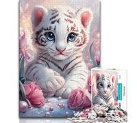 White Tiger Adult Jigsaws 1000 Pieces Difficult,Decompressing Intellectual Educational Toy Suitable for Desktop Decoration 50x75cm