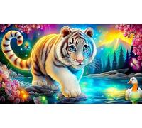 white-tiger Adult Jigsaws Puzzle 1000 Piece Fun Present & Activity for Home Educational Games Great Gift Idea for Adults Kids 38x52cm/1000pcs