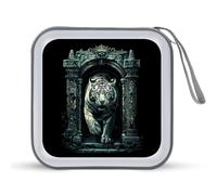 White Tiger Architecture CD Case 40 Capacity Plastic DVD Storage Box Sleeves Zippered Wallet