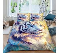 White Tiger Bedding Set Theme Bedspread Animal Theme Duvet Cover Set Microfiber Comforter Cover Suitable for Family,couple,children Pillowcase King(220x240cm)