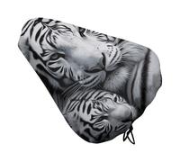 White Tiger Bike Seat Cover Waterproof Oxford Fabric, Universal Adjustable Bicycle Saddle Cover with Drawstring Easy Install Protective Rain Dust Covers for Women Men