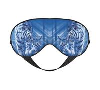 White Tiger Blue Double Sided Sleep Mask, Adjustable Blackout, Silk-Like Eye Mask for Sleeping,Travel, Soft, Breathable, Lightweight Comfortable Blindfold