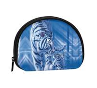 White Tiger Blue Printed Portable Full-Width Printed Coin Purse is Convenient for Daily Use