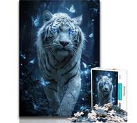 White Tiger Butterfly Jigsaw Puzzles for Adults 1000 Pieces,Help The Brain Exercise Addictive Toys to Cultivate Patience Suitable for Couples 38x26cm