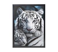 White Tiger Canvas Prints Wall Art Poster Black Framed Photo Arts for Bedroom Wall Decorations Modern Artwork Painting Wall Pictures Ready To Hang Home Decor 12x16 in