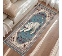 White Tiger Carpet Runner, Vintage Boho Traditional Floral Exotic Runner Rug, Non-Slip Rug Washable Short Pile Mat For Laundry Kitchen Hallway Entryway 65x180cm