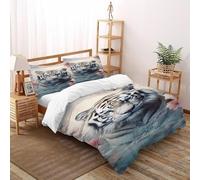 White Tiger Cherry Bedding Set Theme Bedspread Animal Theme Wildlife Duvet Cover Set Microfiber Comforter Cover Suitable for Family,couple,children Pillowcase Double（200x200cm）