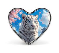 White Tiger Cherry Flower Heart Badge Funny Lapel Pins Personalized Button Brooch Pin for Clothing Bag Accessories