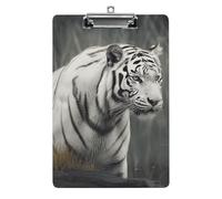 White Tiger Clipboard, A4 Acrylic Clipboard with Hanging Hole, Ultra-Light Clip Board - Holds 100 Sheets, Shatterproof Document Holder for Office, 12.5" X 8.5"
