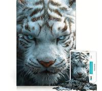 White Tiger Close-Up Jigsaw for Teenagers 1000 Pieces Mind Boost Fun Clean Cut Sturdy Components Heartwarming Gathering Activity (50x75cm)