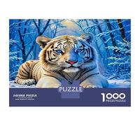 White Tiger Colourful Tiger in Snowy Forest 1000 Pcs Jigsaws for Adults The Impossible Challenge Brain Development 38x26cm/1000pcs
