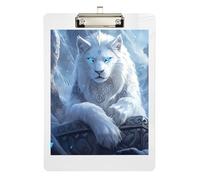 White Tiger Cool Clipboard Acrylic Portable Clipboards Paperboard Chic Design Clipboard with Low Profile Metal Clip for Teacher Student Lawyer Nurse 12.5 x 9 Inches