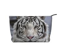 White Tiger, Cosmetic Bag Corduroy Makeup Bag Portable Travel Toiletry Bag