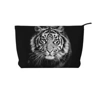 White Tiger, Cosmetic Bag Corduroy Makeup Bag Portable Travel Toiletry Bag