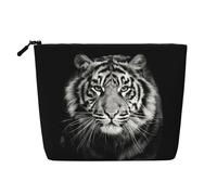 White Tiger, Cosmetic Bag Imitation Linen Makeup Bag Portable Travel Toiletry Bag