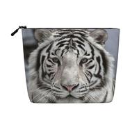 White Tiger, Cosmetic Bag Imitation Linen Makeup Bag Portable Travel Toiletry Bag