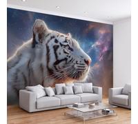 White Tiger Cosmic Starry Nebula Panoramic Photo Wallpaper Mural