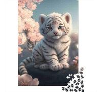 White Tiger Cub 1000 Pc Eco-friendly Paper Jigsaw Puzzle Kids Beginners Fun Game Beautiful Decoration 38x26cm/1000pcs