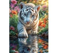 White Tiger Cub by A Lake 1000 Piece Jigsaw Puzzle for Adults Scenery Science Fiction Jigsaw Weekend DIY Activity Parent Child Bonding Vibrant Design Perfect Festival Gift 1000 PCS