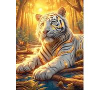 White Tiger Cub in A Magical Forest 300 Piece Pack Classic Jigsaw Puzzle Wildlife Plant Couple Puzzle Partners Ultra Difficult Wall Decor Easter New Year Eco Friendly Cardboard 300 PCS