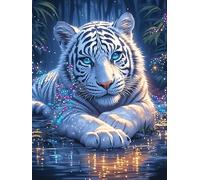 White Tiger Cub in A Magical Glow 1000 Piece Jigsaw Puzzle for Adults Teens Wildlife Pet Cute Bedroom Wall Art Sleep Aid Calming Design Great Gift for Insomnia Sufferers 1000 PCS