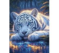 White Tiger Cub in A Magical Glow 300 Piece Complete Jigsaw Puzzle Set Wildlife Pet Teens Beginners Educational Challenge Puzzle Fans Group Play Anniversary Creativity & Gift Giving 300 PCS