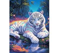 White Tiger Cub in A Magical Glow 500 Piece Pack Classic Jigsaw Puzzle Wildlife Pet Couple Puzzle Partners Ultra Difficult Wall Decor Easter New Year Eco Friendly Cardboard 500 PCS