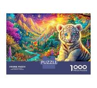 White Tiger Cub in A Vibrant Valley 1000-Piece Jigsaw Puzzle The Forest King Classic Educational Game for Family Puzzle Time 52x38cm/1000pcs
