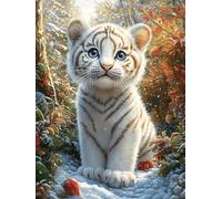 White Tiger Cub in Magical Forest 500-piece Jigsaw Puzzle Set Accompany Fairy Tale Animal For Adults Teens 14+ Logic Skill Indoor Game Family Game Night Summer Thick Cardboard 500 PCS