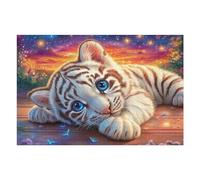 White Tiger Cub on Glowing Plank 1000-piece Jigsaw Puzzle Bundle Family Puzzle Lovers Brain Training Mindful Activity Spring Creativity & Gift Giving 1000 PCS